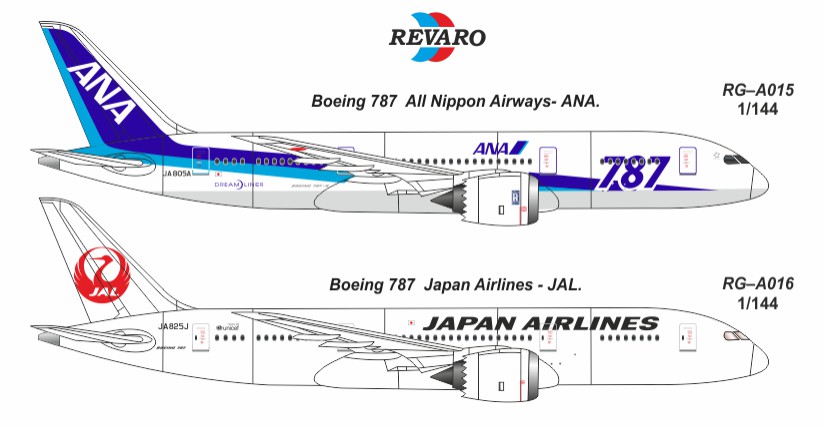 декаль Boeing 787 ana JAL 2012, revaro